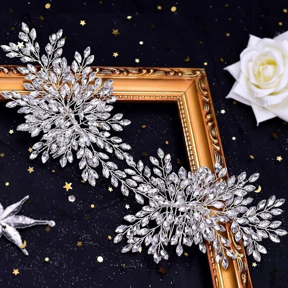 Wedding Hair Comb Rhinestone Crystal Bridal Headpiece for Women Girls Silver main image 5